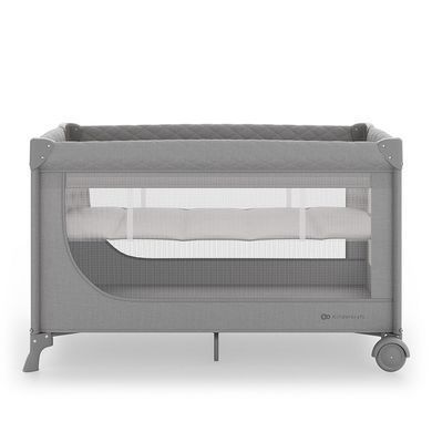 Кровать-манеж Kinderkraft Leody UP Grey (KCLEODUPGRY0000) 2 уровня матраса, боковой вход на молнии, колеса с фиксацией