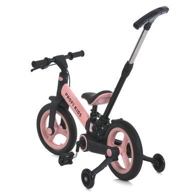 Велосипед-трансформер-біговел 3в1 PROFI KIDS MB 1021-3 рожевий з батьківською ручкою, регулювання висоти керма