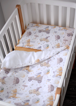 Постільний комплект для дитячого ліжечка Baby Veres "Звірята на перегонах" 3 предмети