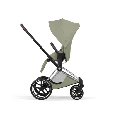 Коляска 2в1 Cybex Priam Style Collection 5.0 Sage Green шасси Chrome с реверсивным блоком, большие колеса, ремни безопасности One Pull, складывание люльки из шасси