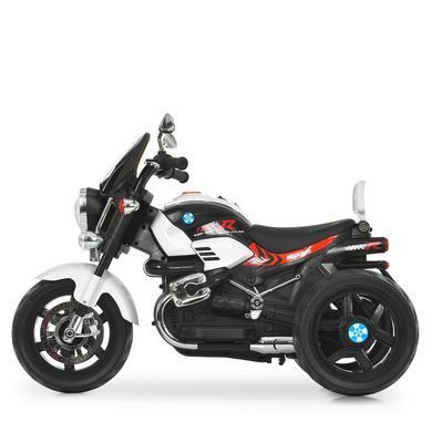 Дитячий електромотоцикл Bambi Racer M 6263EL-1 білий передні та задні фари зі світлом, акумулятор, 2 мотори, музика, звук при старті