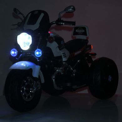 Дитячий електромотоцикл Bambi Racer M 6263EL-1 білий передні та задні фари зі світлом, акумулятор, 2 мотори, музика, звук при старті