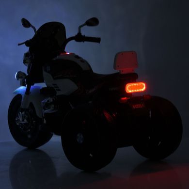 Дитячий електромотоцикл Bambi Racer M 6263EL-1 білий передні та задні фари зі світлом, акумулятор, 2 мотори, музика, звук при старті