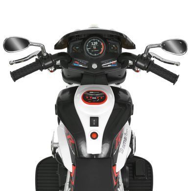 Дитячий електромотоцикл Bambi Racer M 6263EL-1 білий передні та задні фари зі світлом, акумулятор, 2 мотори, музика, звук при старті