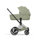 Коляска 2в1 Cybex Priam Style Collection 5.0 Sage Green шасси Chrome с реверсивным блоком, большие колеса, ремни безопасности One Pull, складывание люльки из шасси