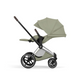 Коляска 2в1 Cybex Priam Style Collection 5.0 Sage Green шасси Chrome с реверсивным блоком, большие колеса, ремни безопасности One Pull, складывание люльки из шасси