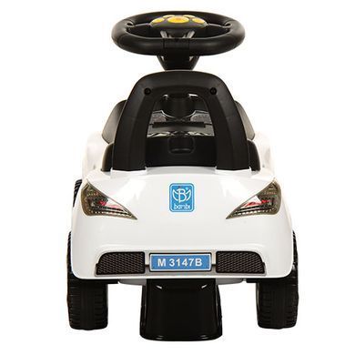 Каталка-толокар BAMBI M 3147B-1 біла 6 мелодій, кермо з музикою, світні фари, багажник під сидінням