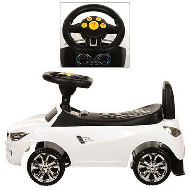 Каталка-толокар BAMBI M 3147B-1 біла 6 мелодій, кермо з музикою, світні фари, багажник під сидінням