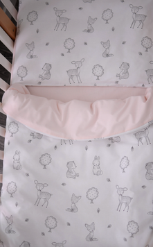Постільний комплект для дитячого ліжечка Baby Veres "Лісові звірі пудровий" 3 предмети