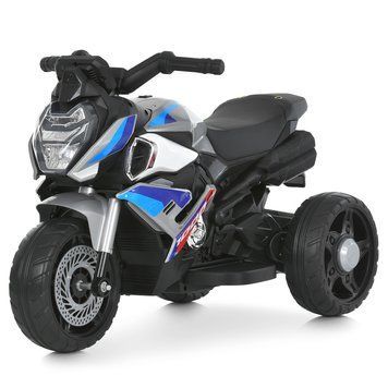 Дитячий мотоцикл Bambi Racer M 6262EL-11 сірий з музикою, фари світяться, USB, MP3, TF, Bluetooth, екошкіряне сидіння