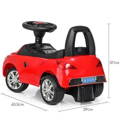 Каталка-толокарь BAMBI M 3147B-3 красная 6 мелодий, руль с музыкой, светящиеся фары, багажник под сиденьем