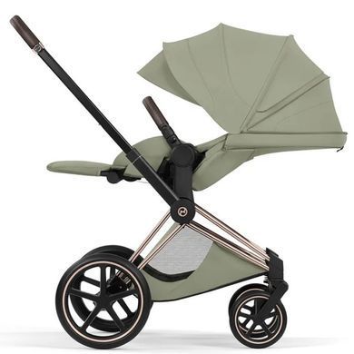Коляска 2в1 Cybex Priam Style Collection 5.0 Sage Green шасі Rosegold з реверсивним блоком, великі колеса, ремені безпеки One Pull, складання люльки з шасі