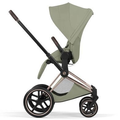 Коляска 2в1 Cybex Priam Style Collection 5.0 Sage Green шасі Rosegold з реверсивним блоком, великі колеса, ремені безпеки One Pull, складання люльки з шасі