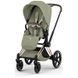 Коляска 2в1 Cybex Priam Style Collection 5.0 Sage Green шасі Rosegold з реверсивним блоком, великі колеса, ремені безпеки One Pull, складання люльки з шасі