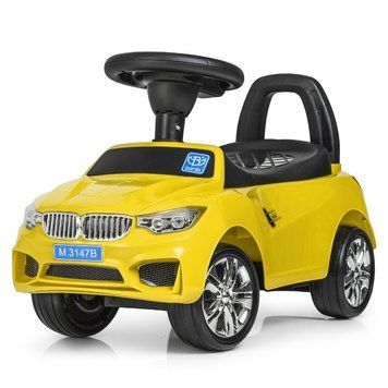 Каталка-толокарь BAMBI M 3147B-6 желтая 6 мелодий, руль с музыкой, светящиеся фары, багажник под сиденьем