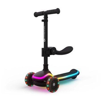 Самокат 2-в-1 Kinderkraft Raket Up Black (KRRAUP00BLK0000) с RGB LED колесами, платформа с подсветкой и 20 режимами освещения