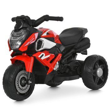 Дитячий мотоцикл Bambi Racer  M 6262EL-3 червоний з музикою, фари світяться, USB, MP3, TF, Bluetooth, екошкіряне сидіння