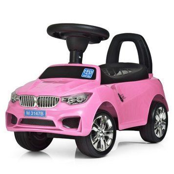 Каталка-толокарь BAMBI M 3147B-8 розовая 6 мелодий, руль с музыкой, светящиеся фары, багажник под сиденьем