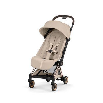Прогулочная коляска Cybex Coya Style Cozy Beige Rosegold Frame в самолет, стандарт ручной клади IATA, ультракомпактная