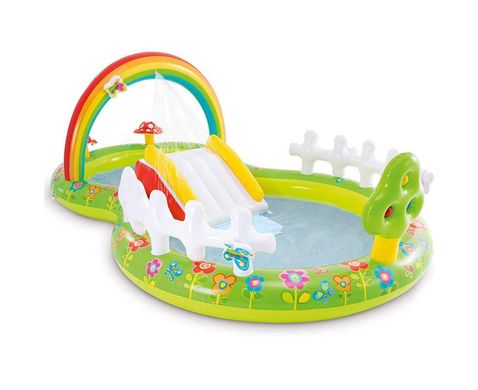 Дитячий надувний басейн ігровий центр з гіркою Intex 57154 Мій Сад 290 x 180 x 104 см, 450 літрів