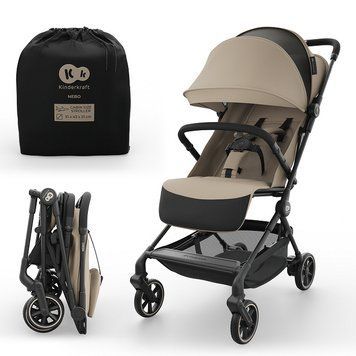 Прогулочная коляска Kinderkraft Nebo Beige (KSNEBO00BEG0000) компактная и легкая для путешествий, формат cabin&ndash;size для самолета, сборка одной рукой, стандарт IATA