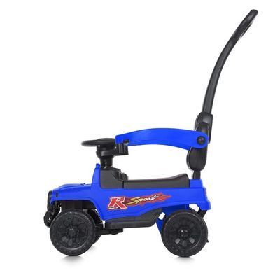 Каталка-толокар Bambi Racer M 4845-4 "Джип" синій з батьківською ручкою, передні фари зі світлом, багажник під сидінням