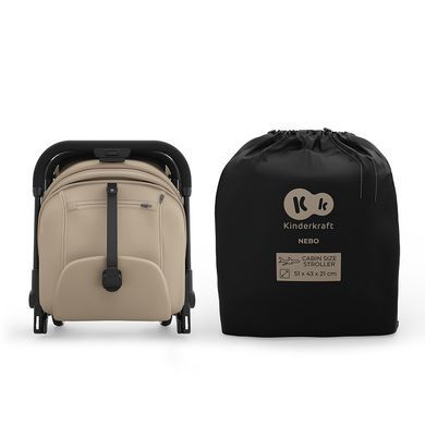 Прогулочная коляска Kinderkraft Nebo Beige (KSNEBO00BEG0000) компактная и легкая для путешествий, формат cabin&ndash;size для самолета, сборка одной рукой, стандарт IATA