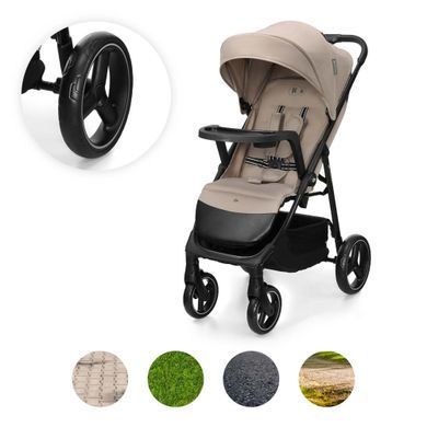 Прогулянкова коляска Kinderkraft Trig 3 Tray Beige (KSTRIG03BEG000T) з підносом, легке складання однією рукою, колеса поворотні з фіксацією, амортизація