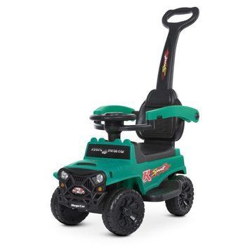 Каталка-толокар Bambi Racer M 4845-5 "Джип" зелений з батьківською ручкою, передні фари зі світлом, багажник під сидінням