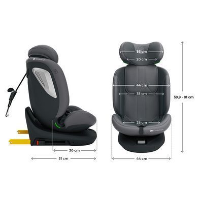 Автокрісло Kinderkraft i-Grow 2 Plus i-Size Grey (KCIGRO02GRYPL00) з поворотною базою EASY SPIN 360&deg;, вкладиш для новонародженого, система AIR FLOW
