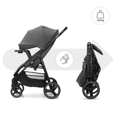 Прогулянкова коляска Kinderkraft Trig 3 Tray Grey (KSTRIG03GRY000T) з підносом, легке складання однією рукою, колеса поворотні з фіксацією, амортизація