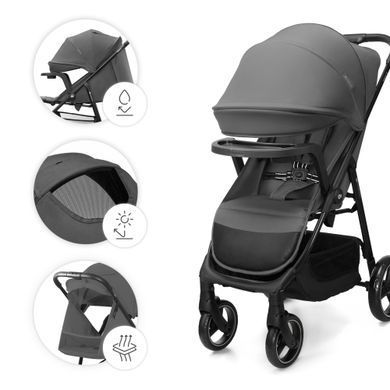 Прогулянкова коляска Kinderkraft Trig 3 Tray Grey (KSTRIG03GRY000T) з підносом, легке складання однією рукою, колеса поворотні з фіксацією, амортизація