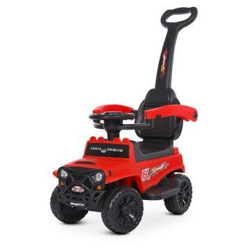 Каталка-толокар Bambi Racer M 4845-3 "Джип" червоний з батьківською ручкою, передні фари зі світлом, багажник під сидінням