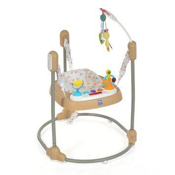 Розвиваючий центр-стрибунець BAMBI M 6563-13 бежевий з регулюванням висоти, ігрова панель, звукові ефекти
