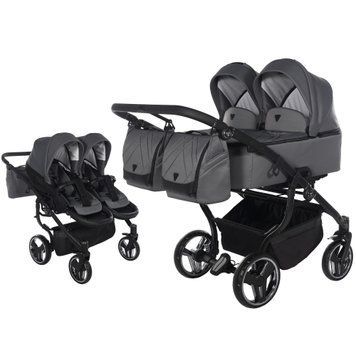 Универсальная коляска 2 в 1 для двойни Junama V3 Duo 02 Graphite