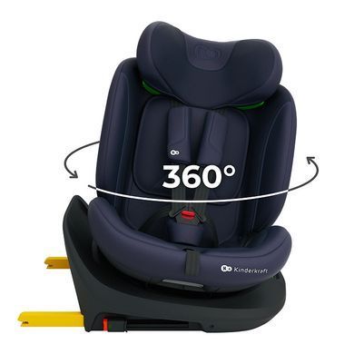 Автокрісло Kinderkraft i-Grow 2 Plus i-Size Navy (KCIGRO02NAVPL00) з поворотною базою EASY SPIN 360&deg;, вкладиш для новонародженого, система AIR FLOW