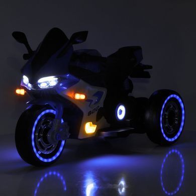 Детский мотоцикл Bambi Racer M 6307EL-4 синий с подсветкой корпуса, светящиеся фары, музыкальные эффекты, MP3, USB разъем, AUX, BLUETOOTH