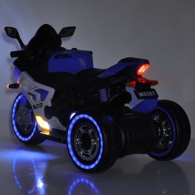 Детский мотоцикл Bambi Racer M 6307EL-4 синий с подсветкой корпуса, светящиеся фары, музыкальные эффекты, MP3, USB разъем, AUX, BLUETOOTH