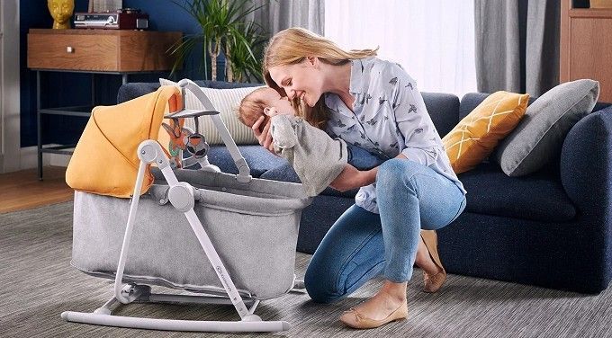 Шезлонг-качалка 5 в 1 Kinderkraft Nola Stone Grey (KBNOLA00GRY0000)