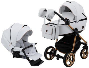 Универсальная коляска 2 в 1 Adamex Barcelona Polar (Pink Gold) кожа 100% BR321