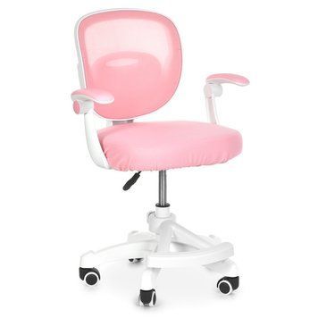 Детское компьютерное кресло BAMBI M 6483-8 розовый с подлокотниками и подножкой, спинка с сеткой, колеса, регулировка высоты