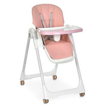 Стульчик для кормления BAMBI M 5673 Pink со съемным чехлом из экокожи, 3 положения спинки, регулировка глубины столика
