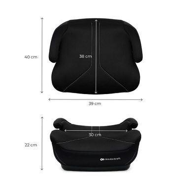 Бустер-автокресло Kinderkraft i-Boost 2 Black (KCIBOO02BLK0000) со съемным чехлом, эргономичная форма, легкий вес