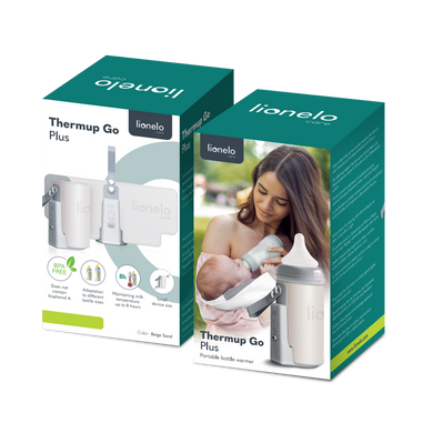 Подогреватель для детской бутылочки Lionelo THERMUP GO PLUS BEIGE CALM 5 режимов температуры, блок питания USB-C, компактный, защита от перегрева