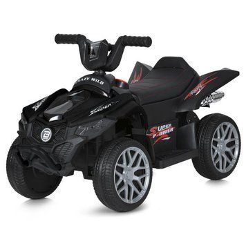 Квадроцикл дитячий з акумулятором Bambi Racer M 6181EL-2 чорний зі світними фарами, музика, педаль газу