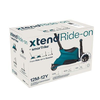 Самокат-трансформер для детей 4в1 smarTrike Xtend Ride-on Teal с родительской ручкой, большие колеса со светодиодной подсветкой, система Xtend