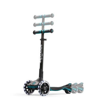 Самокат-трансформер для детей 4в1 smarTrike Xtend Ride-on Teal с родительской ручкой, большие колеса со светодиодной подсветкой, система Xtend