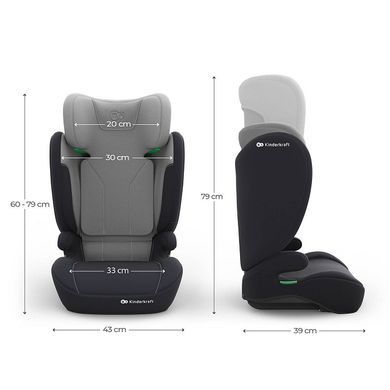 Автокрісло Kinderkraft i-Spark 2 Plus i-Size Grey (KCISPA02GRYPL00) з функцією бустер, 10 положень підголівника, система SPS і H-GUARD