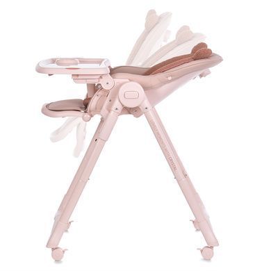 Стільчик для годування EL CAMINO ME 1037 CRYSTAL Bear Pink 4 колеса зі стопором, компактне складання
