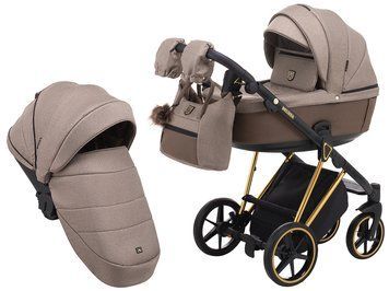 Коляска 2 в 1 Adamex Belissa Special Edidion (Gold) PS-526 коричневий - коричнева шкіра низ(перфорация)